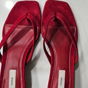 Toteme Suede Kitten Heels in Scarlet Red Size 39